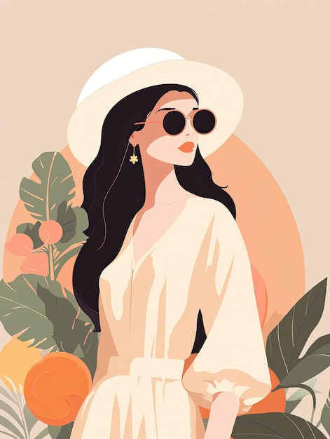 Kobieta w kapeluszu i okularach przeciwsłonecznych z filiżanką kawy w ręku.