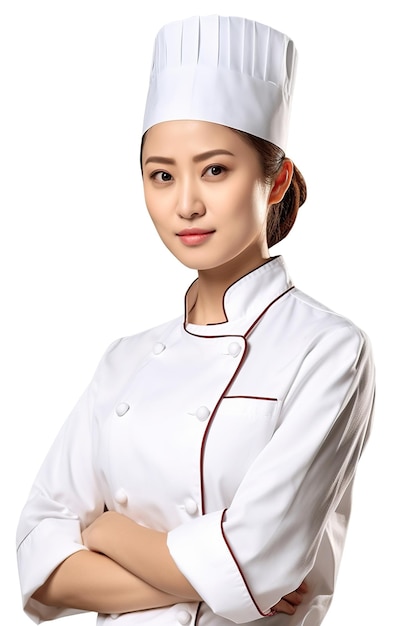 Kobieta w kapeluszu szefa kuchni i białym kapeluszu szefa kuchni