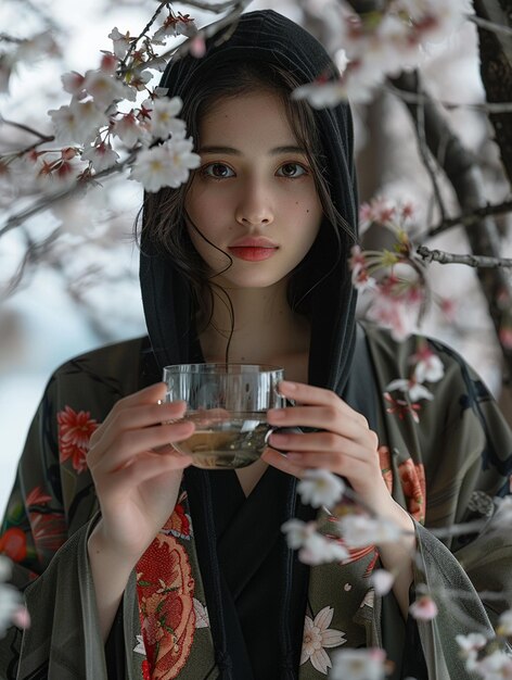 Kobieta w kimono generatywny ai