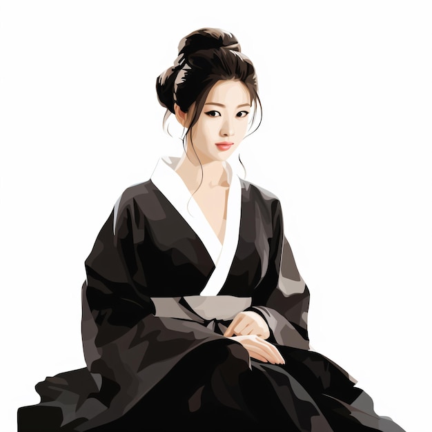 Kobieta w kimono siedząca