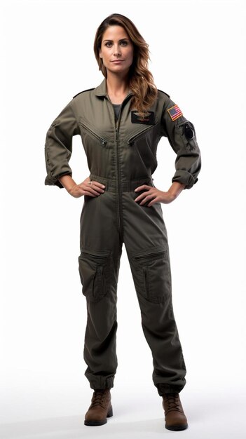 Zdjęcie kobieta w mundurze wojskowym pozuje na zdjęcie
