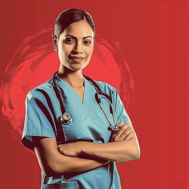 kobieta w niebieskim mundurze z stetoskopem