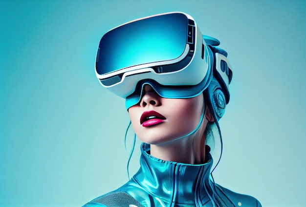 kobieta w okularach VR koncepcja nowoczesnej technologii obrazowania wykonana za pomocą Generative AI