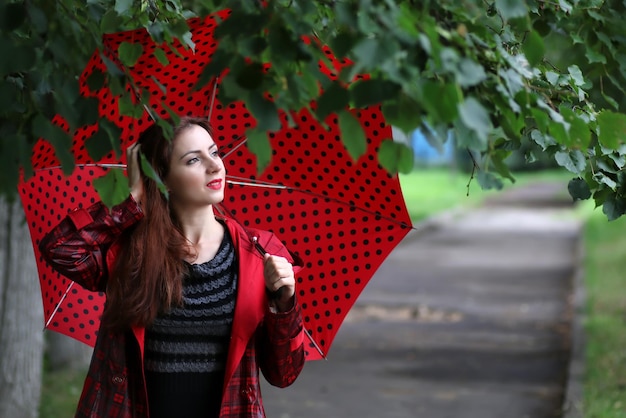 kobieta w płaszczu przeciwdeszczowym i parasolu