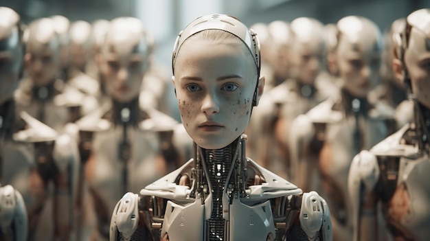 Kobieta w stroju robota Generative AI Art