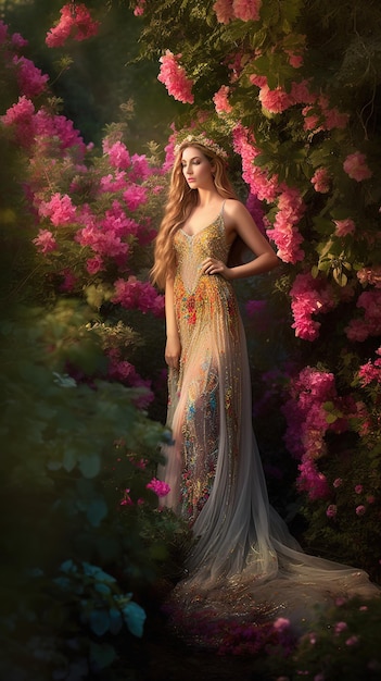 Kobieta w sukience z kwiatami