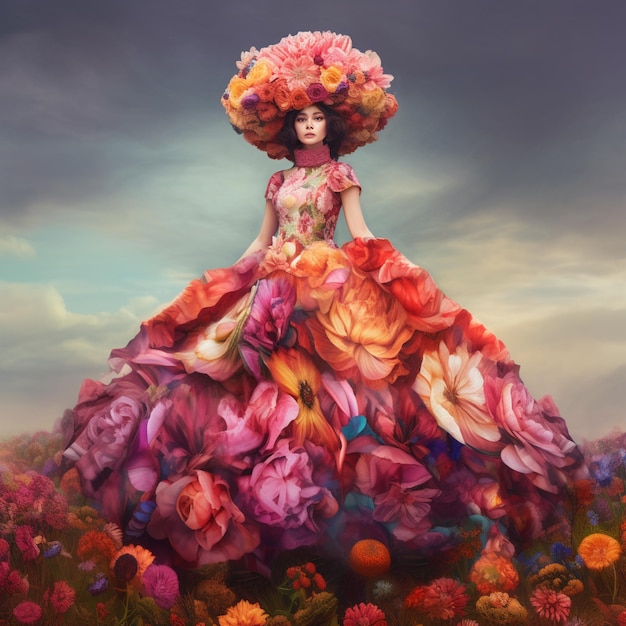 Kobieta w sukience z kwiatami