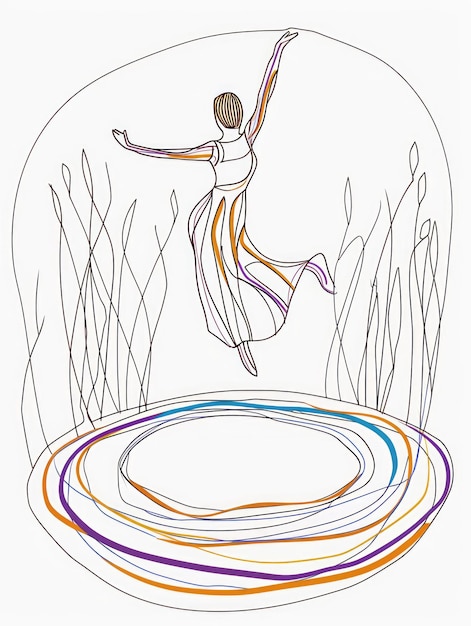 Zdjęcie kobieta wykonująca backflip na trampolinie generatywna sztuczna inteligencja
