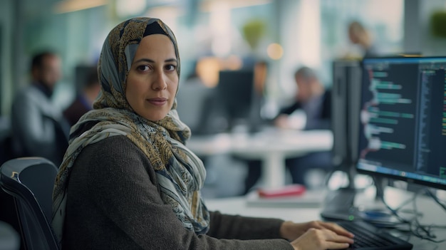 Kobieta z Bliskiego Wschodu w biurze