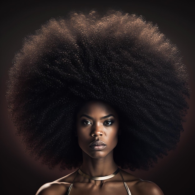Kobieta z dużymi włosami afro