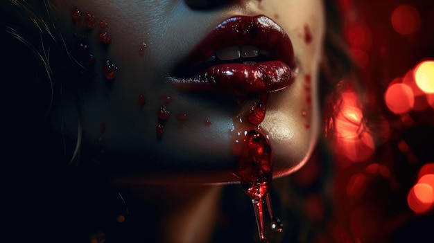 Kobieta z krwią na ustach