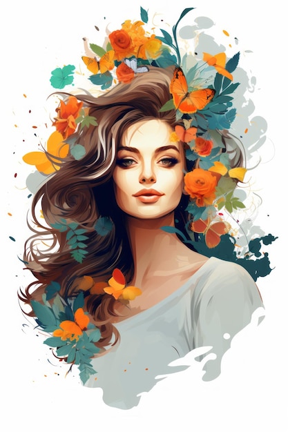 Kobieta z kwiatami we włosach