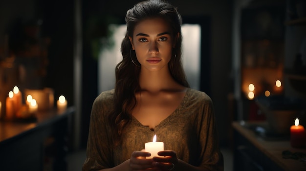 Kobieta z zapaloną świecą w ręku