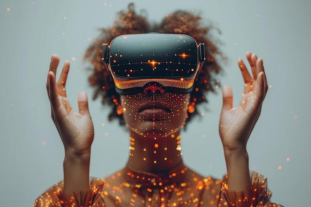 Kobieta zaangażowana w doświadczenie wirtualnej rzeczywistości