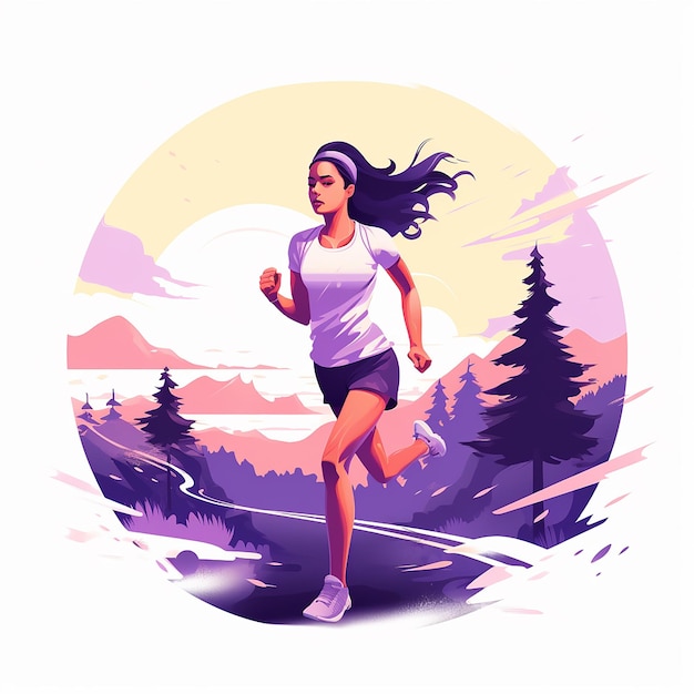 Zdjęcie kobieta zawodniczka biegaczka płaska ilustracja wektorowa