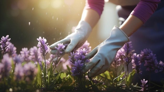 Kobieta zbierająca rośliny rolnictwo rolnik pracujący ogrodnik kwiat