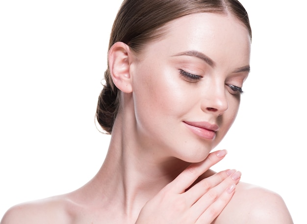 Kobieta zdrowa skóra piękna pielęgnacja skóry twarzy