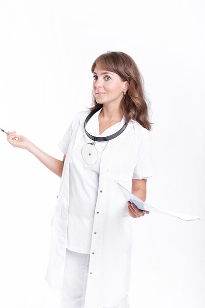 Kobiety Doktorski Jest Ubranym Szkła I Medyczny żakiet