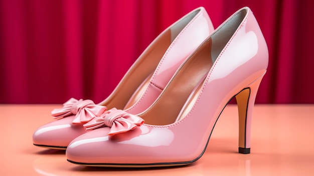 Zdjęcie kobiety pump shoes na różowy