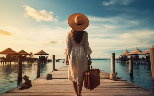 Kobiety relaksujące się na wakacjach na plaży Generative AI