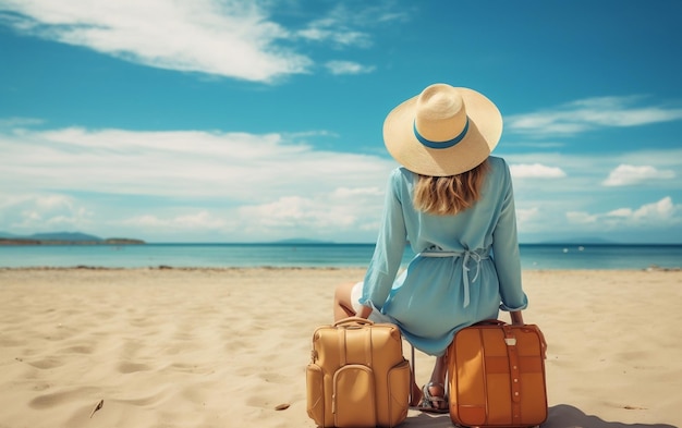 Kobiety relaksujące się na wakacjach na plaży podróżują Generacyjna sztuczna inteligencja