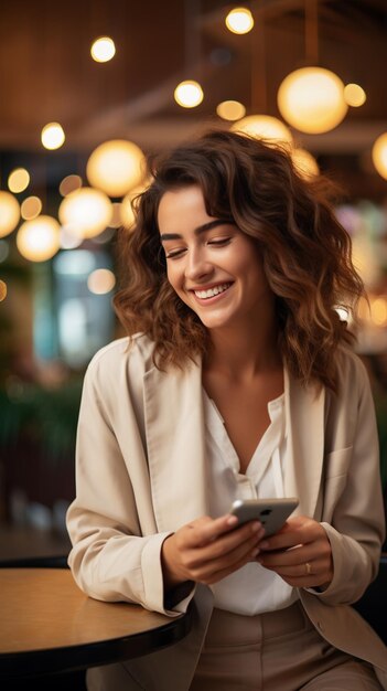 Kobiety siedzą wygodnie i relaksują się w hotelowej restauracji, czując się szczęśliwe, pokazując sztuczną inteligencję wygenerowaną przez model telefonu