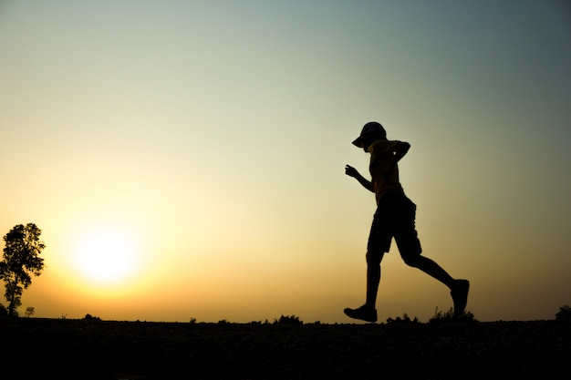 Kobiety Sprawności Fizycznej Sylwetki Wschodu Słońca Jogging Treningu Wellness Pojęcie.