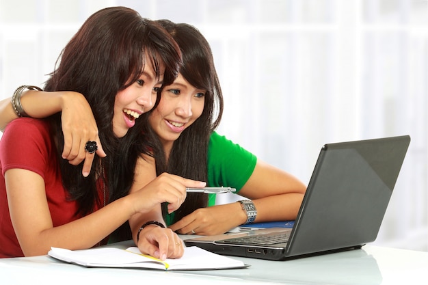 Kobiety Uczące Się Z Laptopem