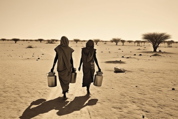 Kobiety w Afryce chodzą kilometry z pustymi dzbanami w poszukiwaniu cennych kropel wody.