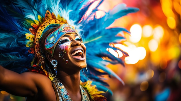 Kobiety w kostiumie samby i tancerki przed uroczystością karnawałową na festiwalu w Rio de Janeiro