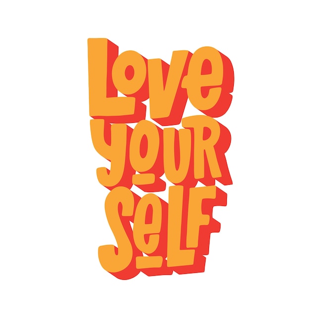 Kochaj siebie ręcznie rysowaną typografię