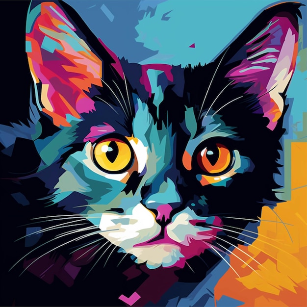 Kociak z dużymi oczami wygenerowany przez sztuczną inteligencję wpap art pop-art