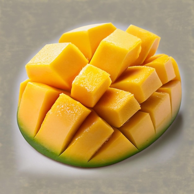 Kocki i plasterki mango wyizolowane na białym tle generatywne ai