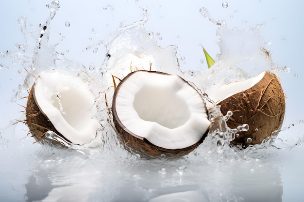 Kokos wpadający do wody prezentacja produktu ilustracja