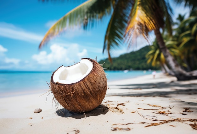 Kokosowy koktajl na tropikalnej plaży