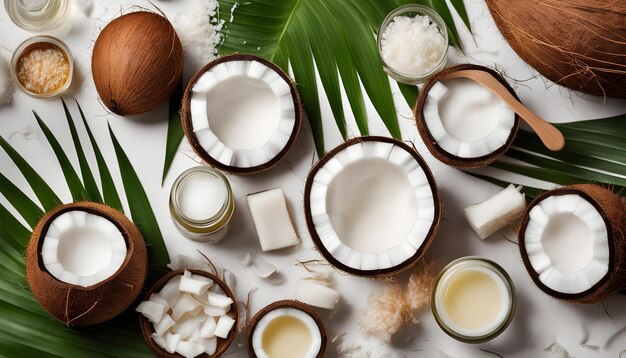 kokosy kokosy i kokosy są na stole