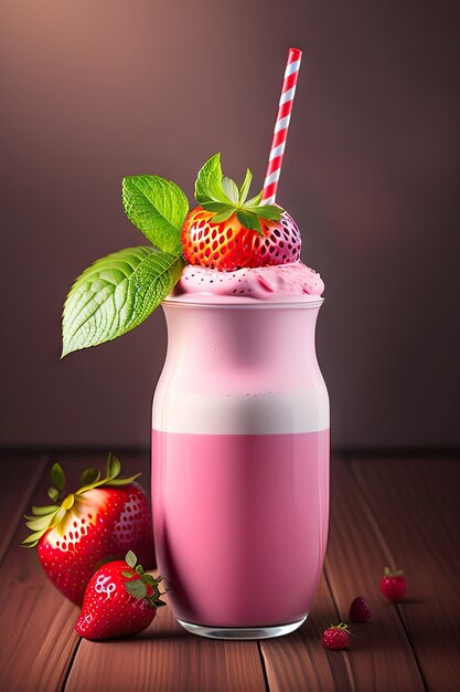 Koktajl jogurtowo-truskawkowy Koktajl jogurtowy z czerwonymi jagodami