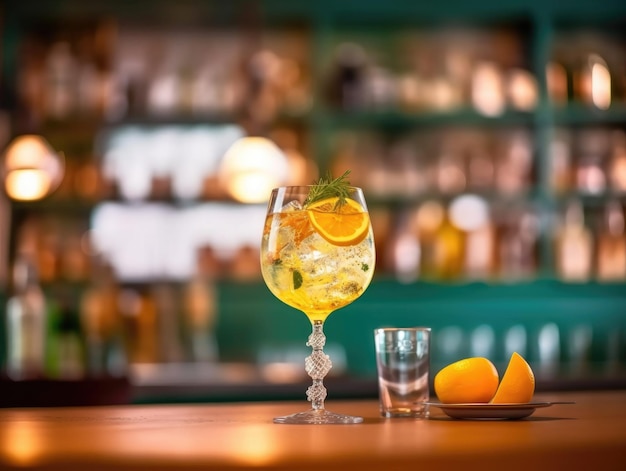 Koktajl Limoncello Spritz na liczniku barowym generującym sztuczną inteligencję