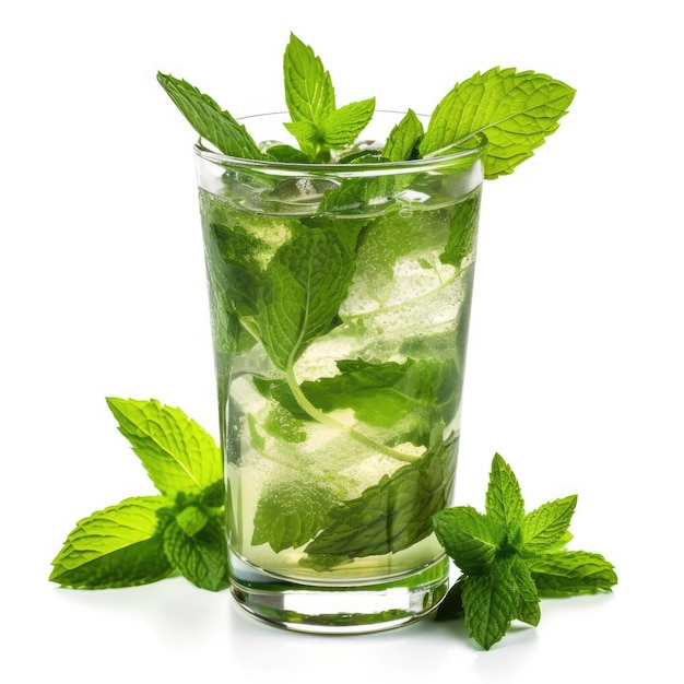 Koktajl mojito na białym generatywnej AI