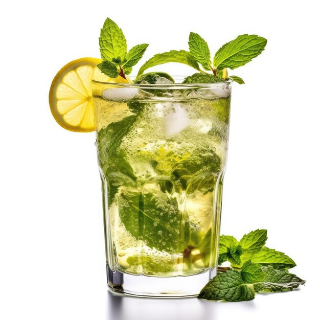 Zdjęcie koktajl mojito na białym generatywnej ai