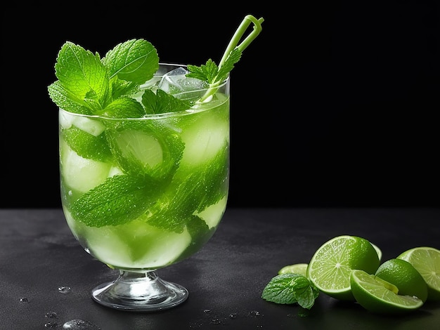 koktajl mojito na czarnym tle