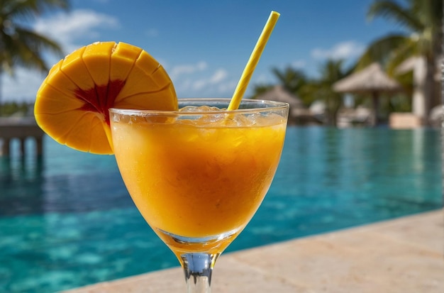 Koktajl z mango Paradise przy basenie