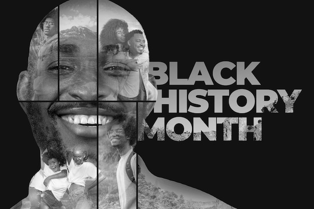 Kolaz czarnego miesiąca historii