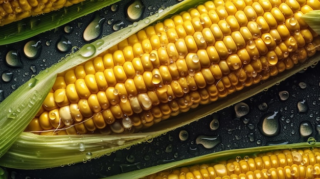 Kolba kukurydzy z kroplami wody