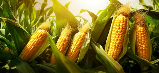 Kolby kukurydzy przeznaczone do walki radioelektronicznej w polu plantacji kukurydzy Generative AI
