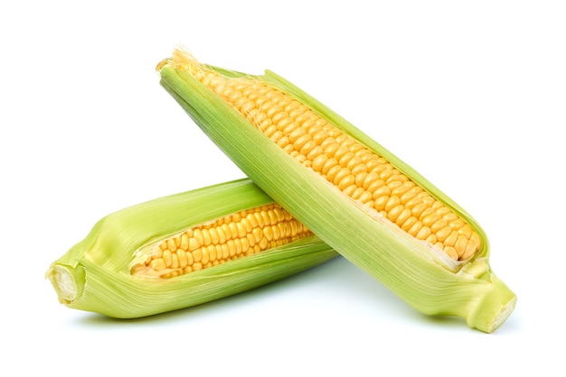 Kolby świeżej Kukurydzy Organicznej Na Białym Tle