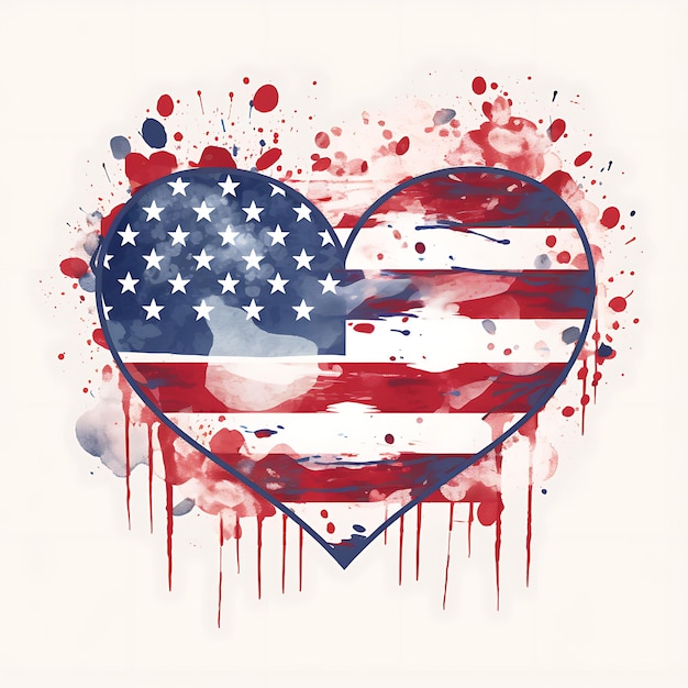 Zdjęcie kolekcja american flag heart wedding invitation card heart shape matt ilustracja projekt pomysłu