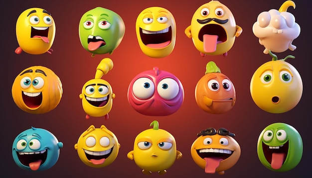 Zdjęcie kolekcja animacji emoji kreskówek