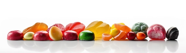 Kolekcja cukierków, w tym jeden o nazwie gummy