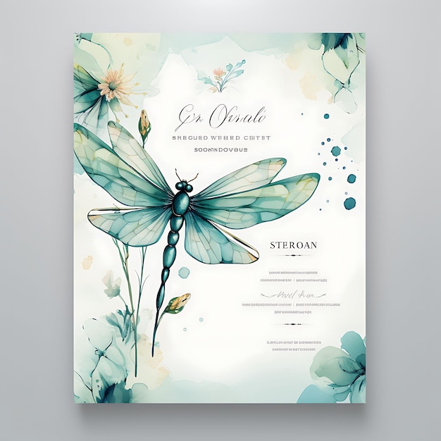 Kolekcja Dragonfly Delight Invitation Card Hexagonal Shape Lokta Pape ilustracja pomysł projektowania